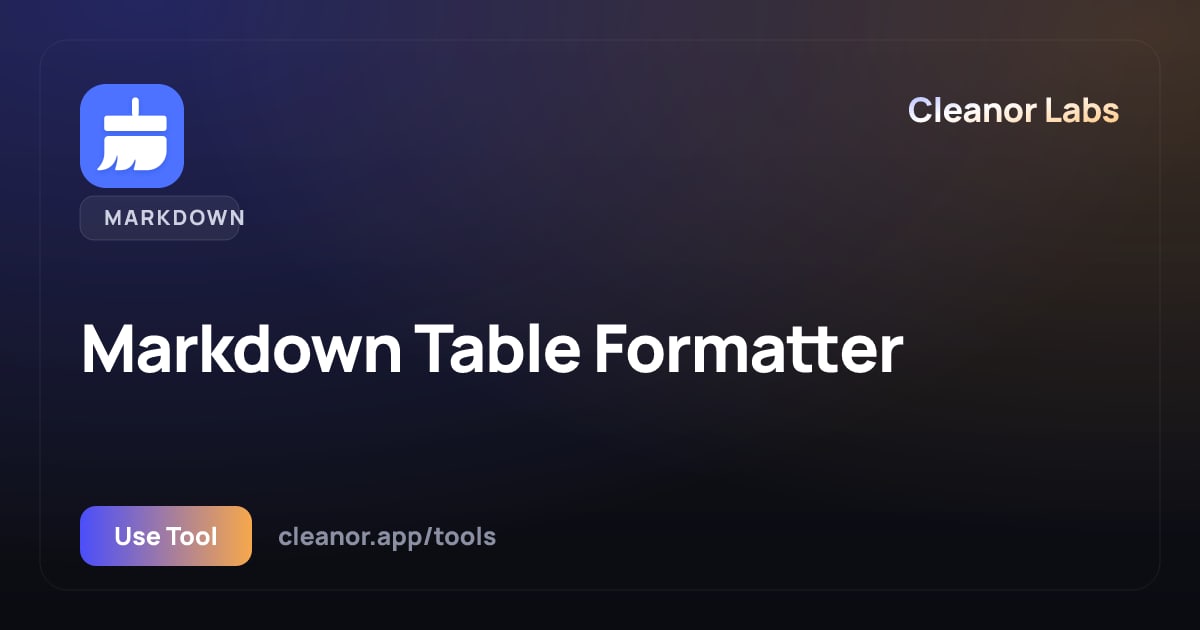 Markdown Table Formatter — Free, In Browser